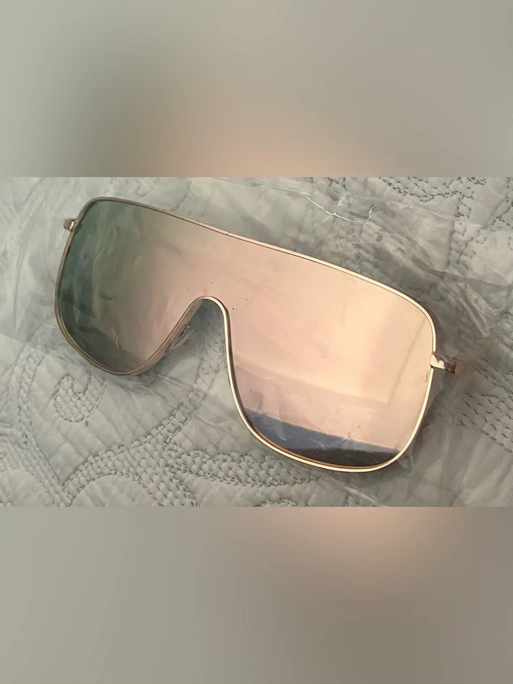 ☀️Rose Gold Oversized Shield Mirror 🪞Sunglasses | UV400 | Worn Once